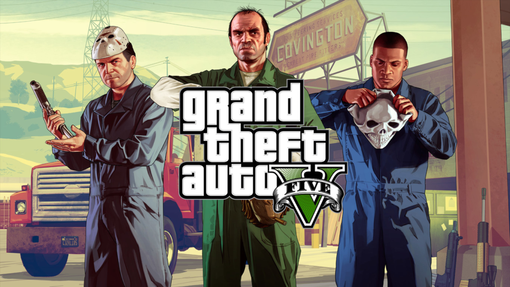 Bild mit den 3 Protagonisten des GTA 5-Spiels wird geladen