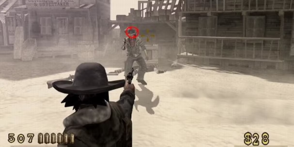 Gameplay des Spiels: Auf einen Gegner in der Nähe schießen
