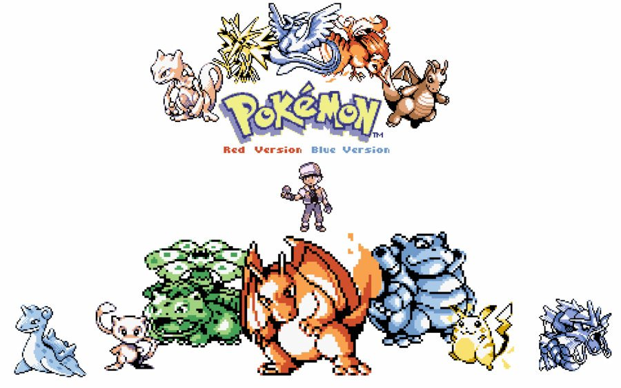 Bild des Menüs des Videospiels Pokemon Rot und Blau, 151 Pokémon Quiz