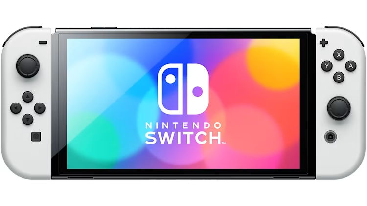 Nintendo Switch Quiz spiel, Bild der Konsole in ihrer OLED-Version